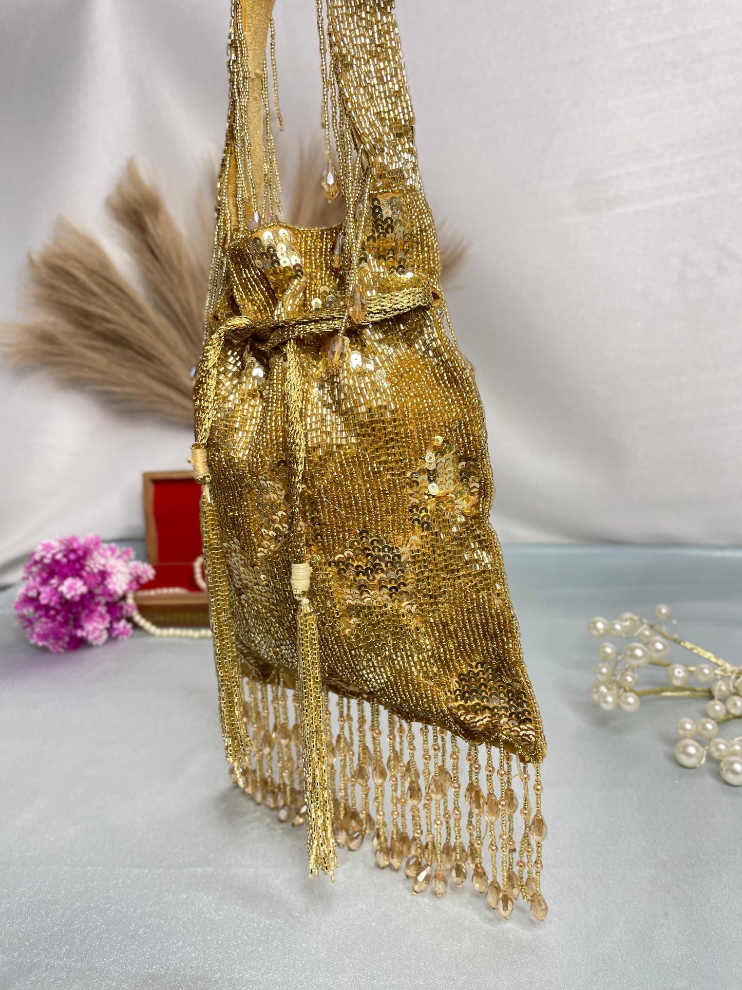 Ella cutdana sequence work potli gold