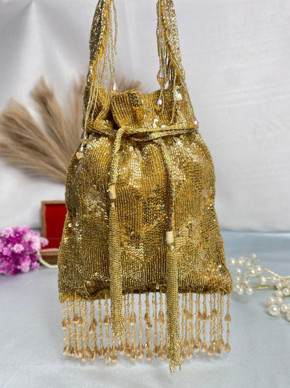 Ella cutdana sequence work potli gold