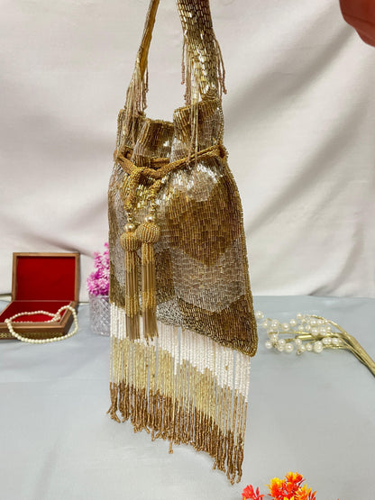 Ellie gold silver nalki work potli