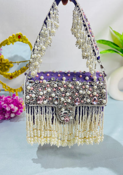 Maharani crystal flap clutch