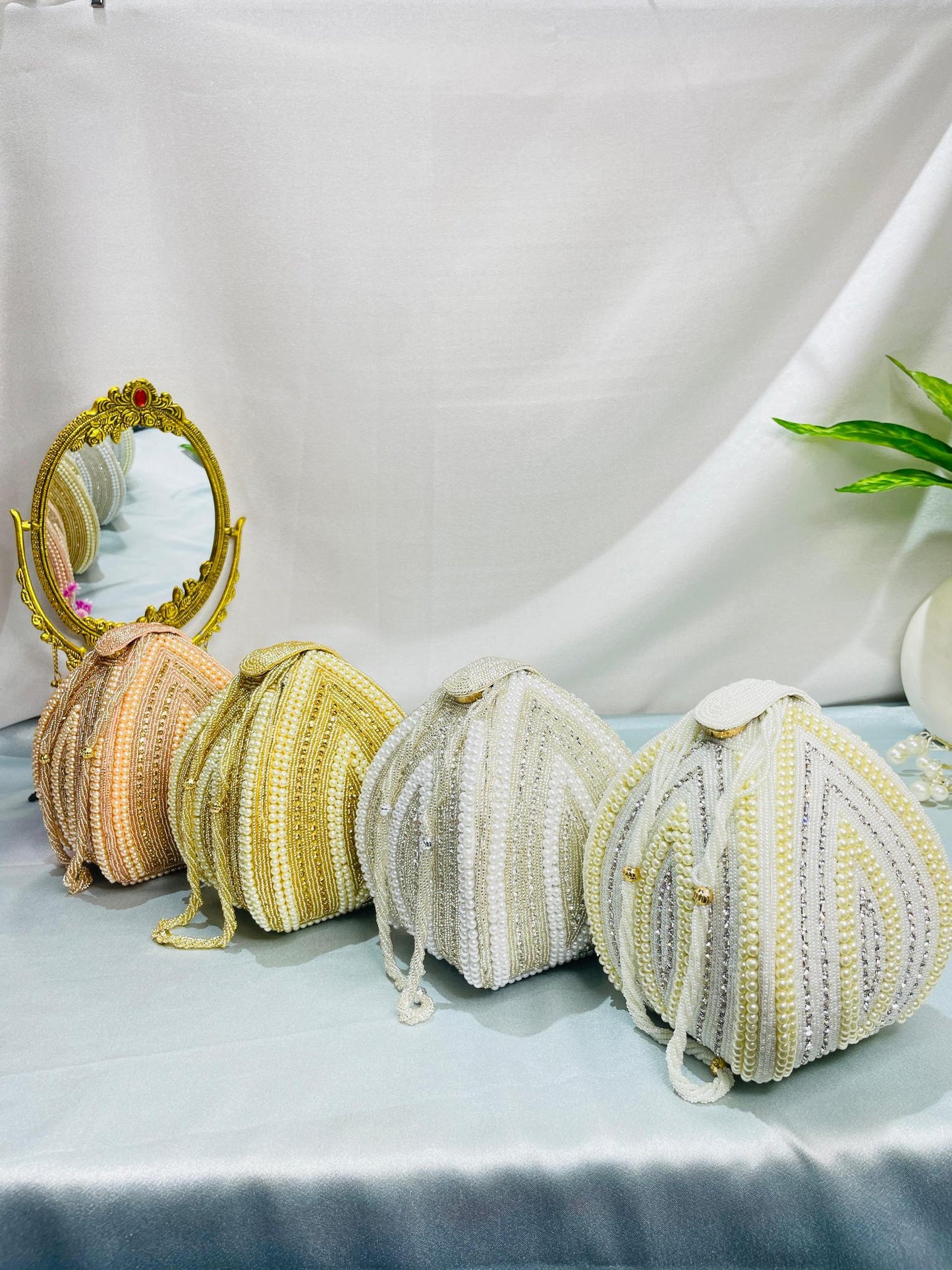 Elegant Beaded Potli Samosa Clutch – Grace in Every Detail Trendy Crafts