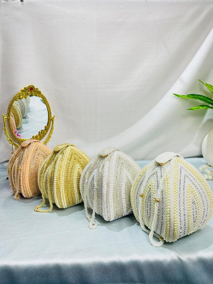 Elegant Beaded Potli Samosa Clutch – Grace in Every Detail Trendy Crafts