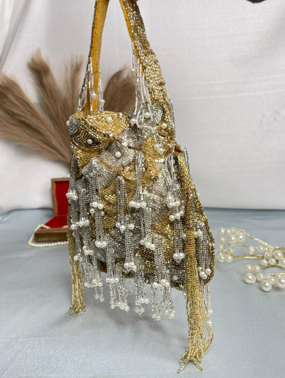 Sophie red pearl flowers potli