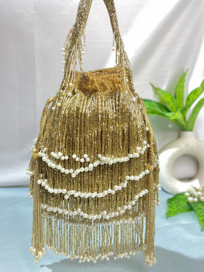 Naomi gold multi layer pearl latkan potli