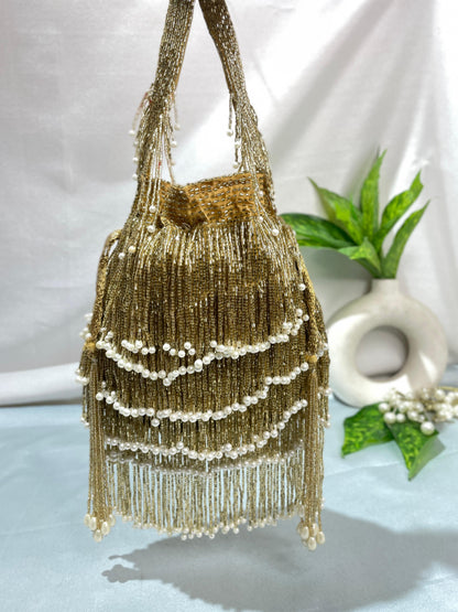 Naomi gold multi layer pearl latkan potli