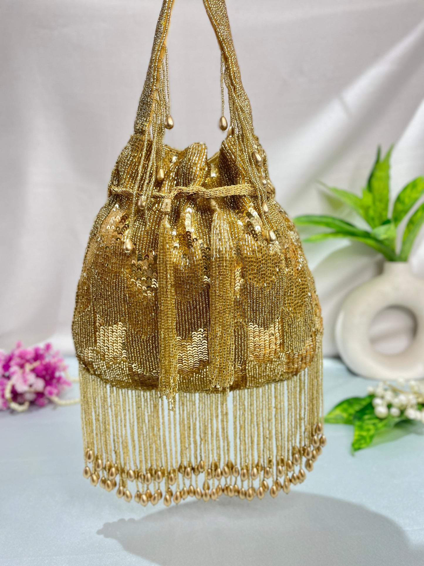 Ella cutdana sequence work potli gold