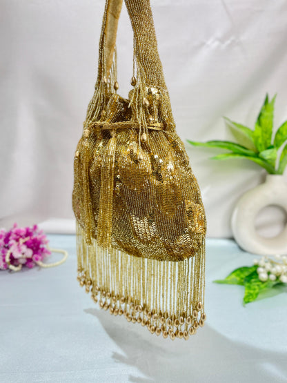 Ella cutdana sequence work potli gold