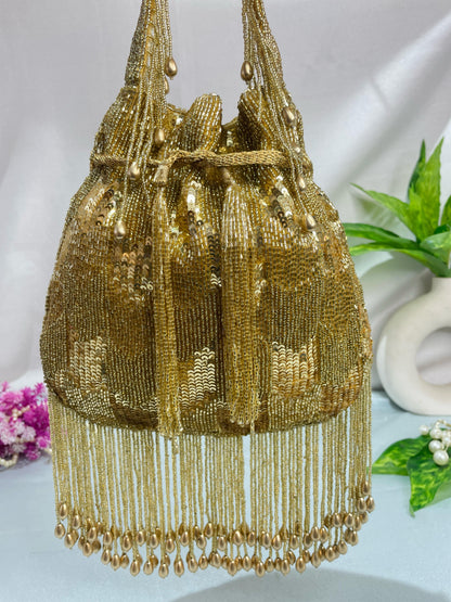 Ella cutdana sequence work potli gold