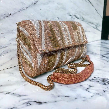 ZIANA CUTDANA PINK flap clutch