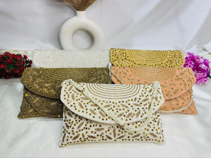 Radiant Arc Hand-Beaded Clutch