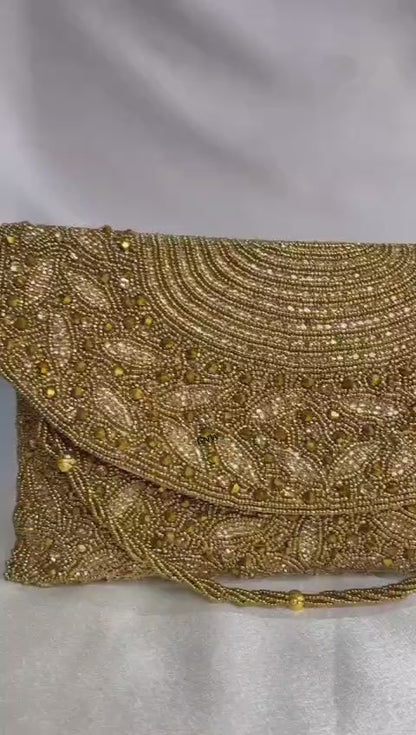 Radiant Arc Hand-Beaded Clutch