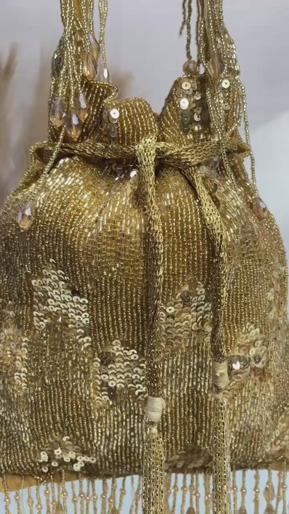 Ella cutdana sequence work potli gold