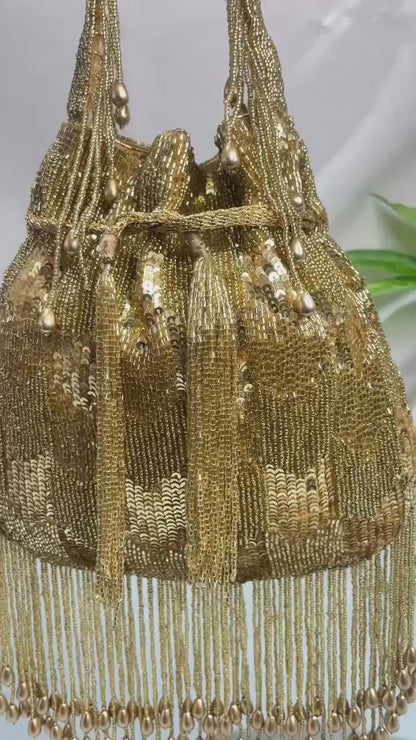 Ella cutdana sequence work potli gold