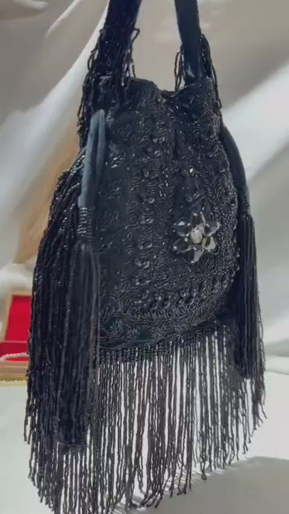 Anna designer handwork potli black