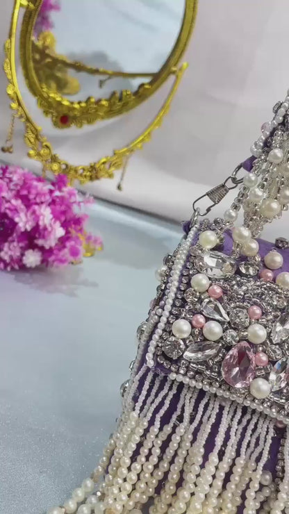 Maharani crystal flap clutch