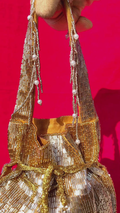 Ellie gold silver nalki work potli