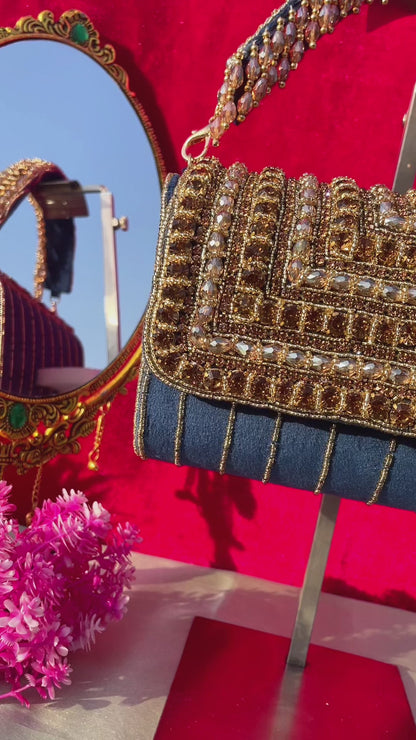 A crystal flap clutch