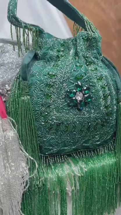 Anna designer handwork potli black