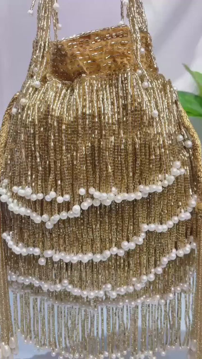 Naomi gold multi layer pearl latkan potli