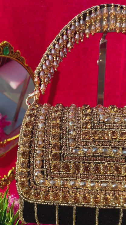 A crystal flap clutch